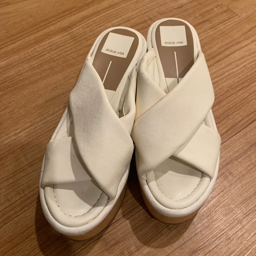 White platform sandals